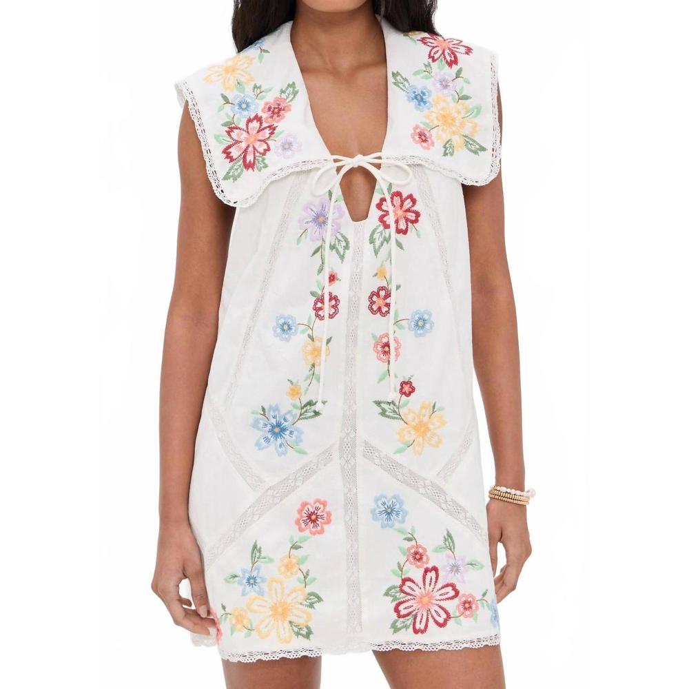 NEW FREE PEOPLE willow embroidered mini dress in ivory